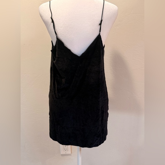 Free People Black Velvet Cami Mesh Trim Spaghetti Strap Tank Top S - Picture 7 of 9